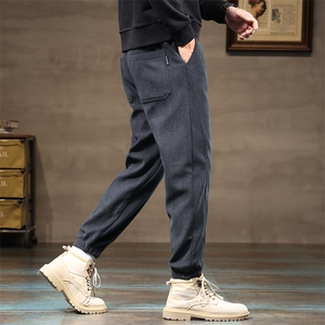 冬季加绒加厚休闲裤社会小伙百搭卫裤男哈伦小脚裤C9029加绒-P40图片