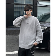 B434P58秋冬男装休闲毛衣圆领上衣慵懒风打底衫纯色百搭，男装针织衫/毛衣，星座512-6