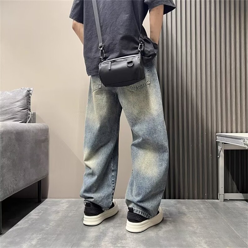 1506-1/NB8241/P50直筒牛仔裤男春季美式高街潮牌复古阔腿裤宽松,男装牛仔裤,星座1506-1