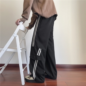 抖音品质秋季新款潮条纹拼接宽松休闲卫裤B315-K25609-特p40控78图片