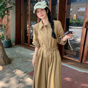 法式衬衫连衣裙女士中长款图片