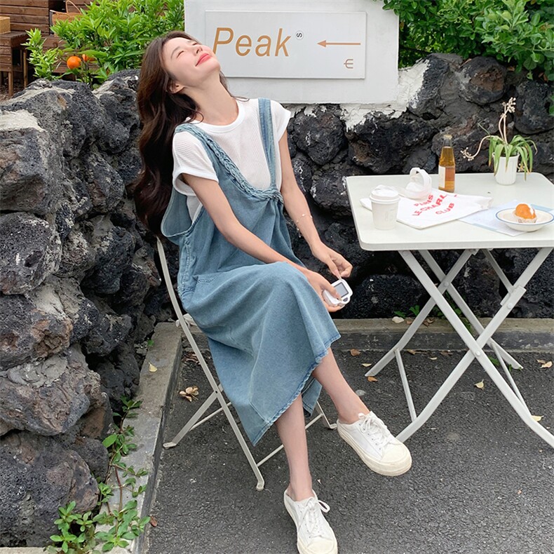 设计感牛仔背带裙裙女2025夏季新款韩系学院风减龄洋气,女装连衣裙,C位