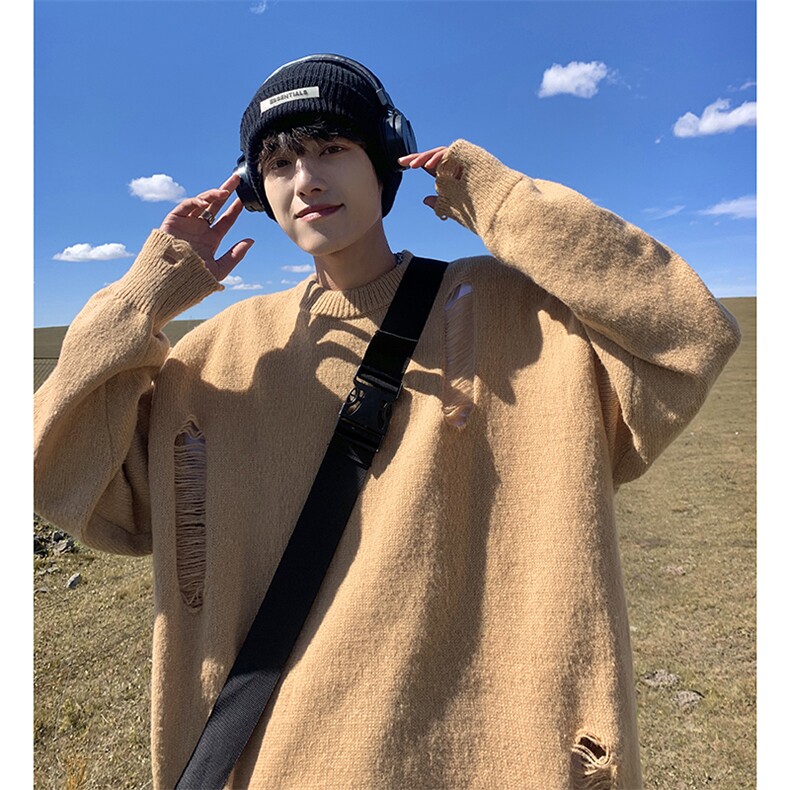 冬季毛衣男宽松圆领拼接针织衫上衣D329-QM815-P65-控88,男装针织衫/毛衣,电商D329