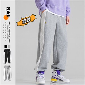 2025冬季新款华夫格撞色休闲裤加厚保暖灯芯绒卫裤灰GK60-P50