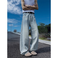 特~马路景夏季浅蓝色牛仔裤宽松直筒版型设计款男裤长期有567P45，男装牛仔裤，星座902A