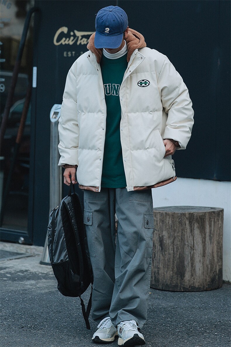 冬季港风潮假两件PU皮棉衣外套加绒百搭棉服男士8132-P145控价188,男装棉衣,电商A441-1