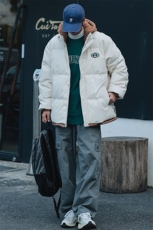冬季港风潮假两件PU皮棉衣外套加绒百搭棉服男士8132-P145控价188，男装棉衣，电商A441-1