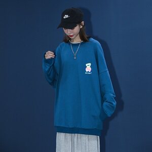 女士类目 百搭宽松慵懒风长袖加厚休闲印花卫衣上衣9710/图片