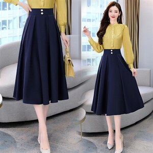 假两件连衣裙女2025年春秋新款高级感时尚气质印花长裙潮，女装半身裙，卡杰菲