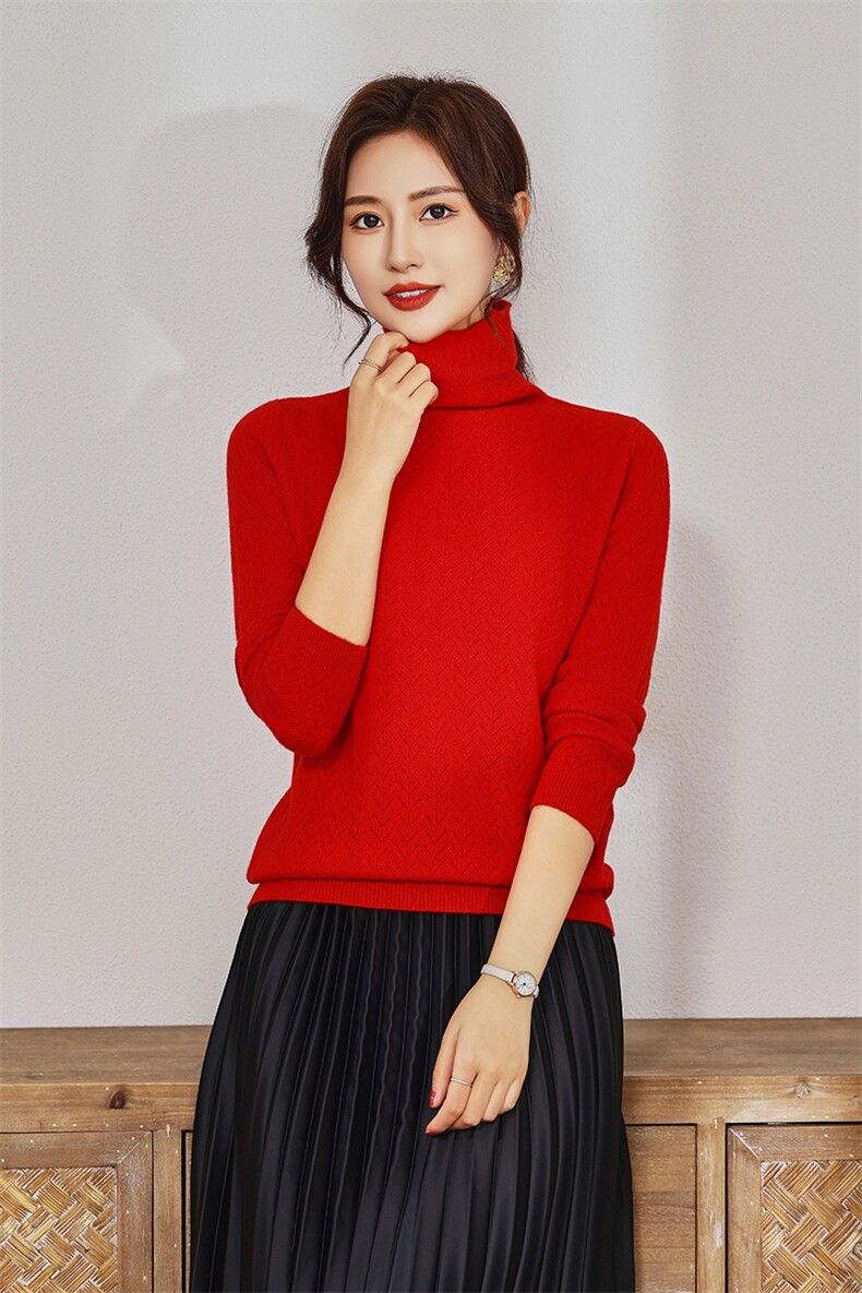堆堆领衫女内搭2024秋冬新款套头毛衣慵懒风宽松加厚打底衫女,女装羊毛衫,飞艺羊绒