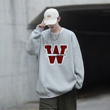 大字母印花宽松圆领卫衣Y137常规版P38加绒版P58，男装卫衣，电商B219