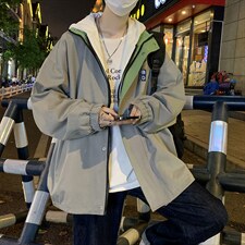 日系复古宽松百搭夹克外套美式户外连帽半拉链冲锋衣男W5587-P60，男装夹克，星座512-2