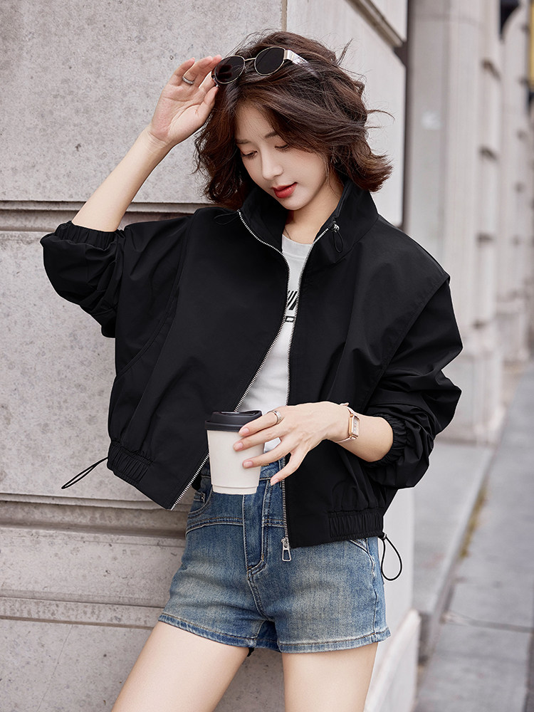 红外套女短款风衣2025新款时尚休闲百搭棒球服派克夹克上衣,女装派克服,依万里