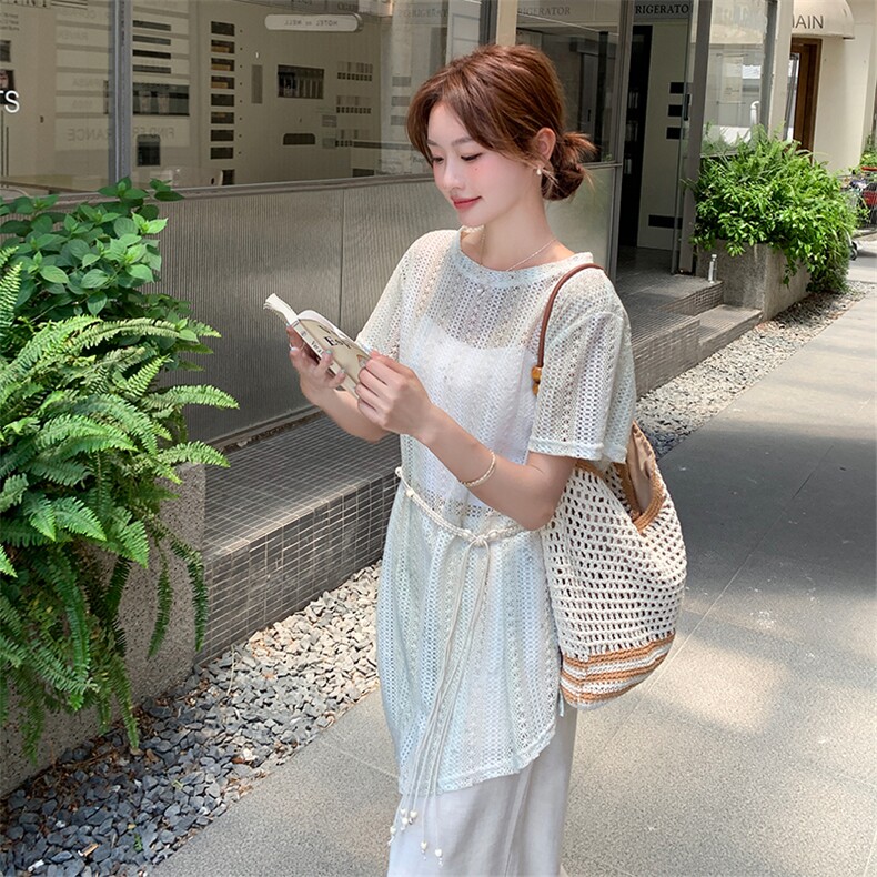 冷淡系松弛感罩衫阔腿裤套装女2025夏新款韩系气质收腰显瘦两件套,女装套装/套裙,2C029