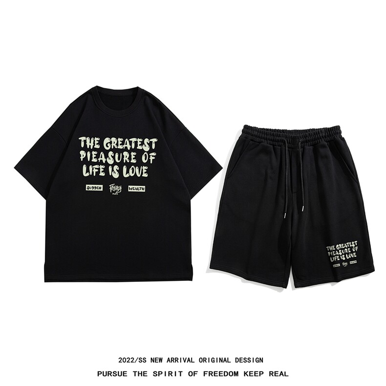 白底 23夏季新款时尚字母印花运动休闲套装短袖短裤 TZ61 p50控68图片