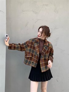 【现货】短款格子外套图片