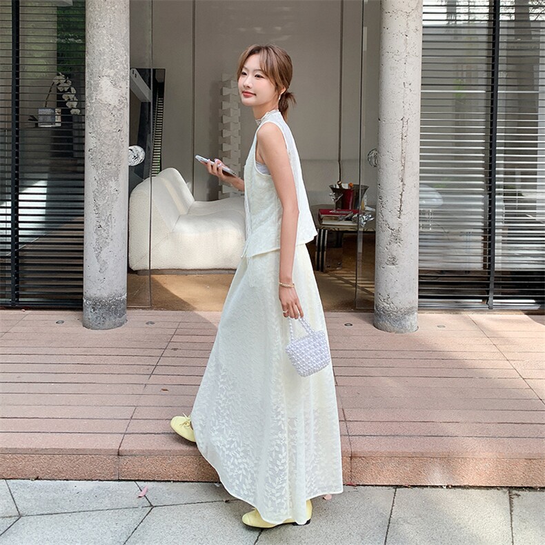 夏季新品蕾丝提花小衫马甲半裙两件套2C2851820P175K258,女装套装/套裙,2C285