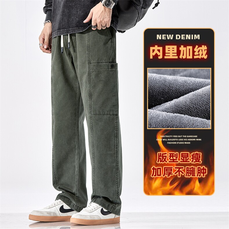 2025冬季男士休闲裤潮牌宽松工装韩版阔腿长裤Z2345-P50/加绒P58,男装工装外套,星座509