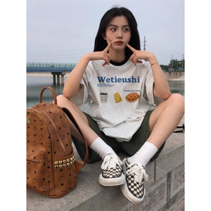 H0725-P30宽松休闲2026新款夏季短袖印花t恤女图片