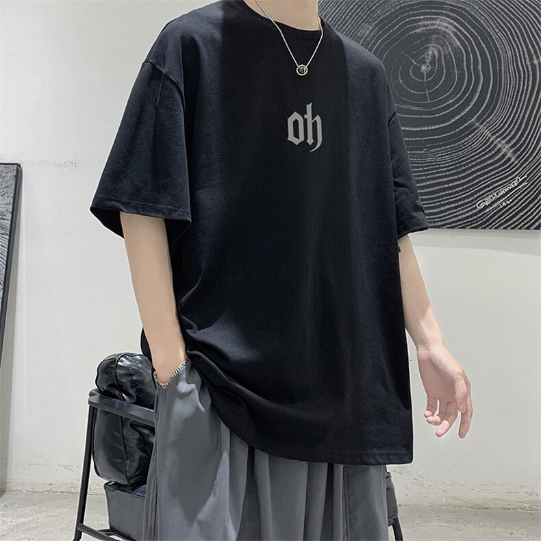 HXY987-TP20-2024夏季男生字母印花短袖T恤潮牌宽松休闲半袖上衣,男装T恤,电商A102-1