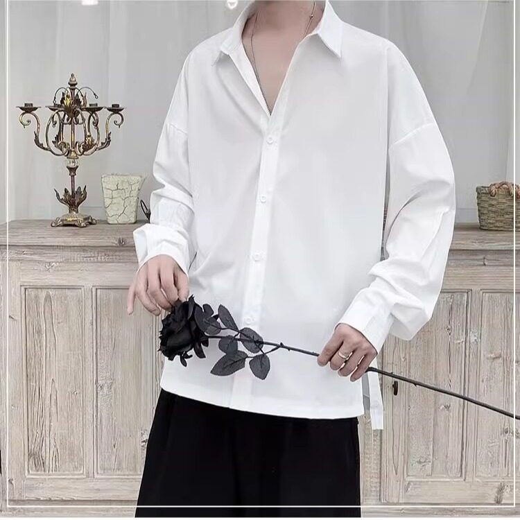 丝滑打底衬衫男生外套休闲百搭衬衣长袖高级感装上衣CS009,男装衬衫,星座1116A（原606A-3）