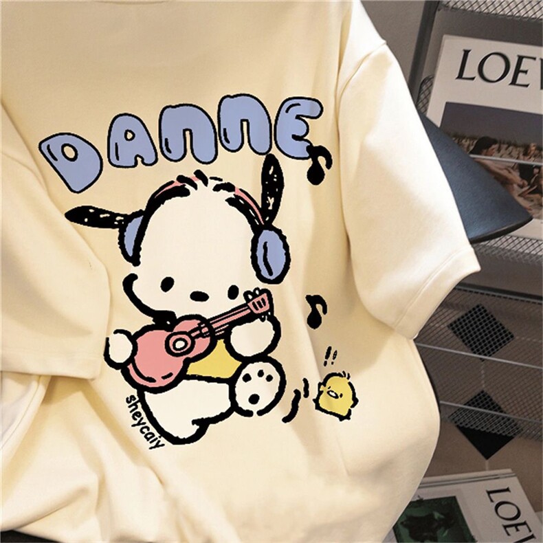 T0650-P25音乐小狗印花纯棉短袖学院风学生宽松上衣，男装T恤，星座617A-2