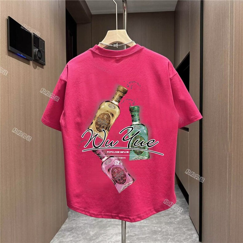 夏季新款男士印花短袖T恤潮流时尚潮牌百搭圆领宽松上衣半袖,男装T恤,电商B212（原钱塘6029）
