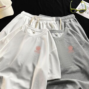 HZ75237-P44 华夫格套装男大码休闲运动套装两件套图片