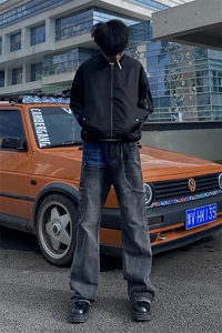 B221 美式ins高街暗黑小众铆钉个性拼接牛仔裤 LK23141-P65 控88图片