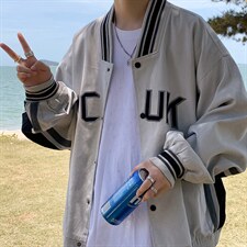 新款港风秋季潮流帅气印花宽松休闲夹克情侣棒球服外套JK553-P60图片