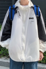 港风夏季潮流宽松撞色连帽外套防晒服男F6601P55控68，男装防晒衣，电商A268A