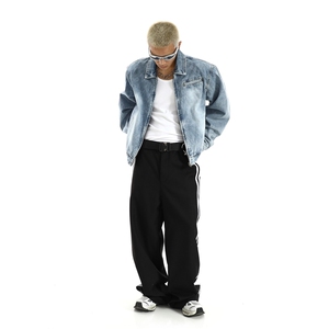 男士痞帅休闲上衣服春秋季潮牌翻领夹克男装JKB17图片