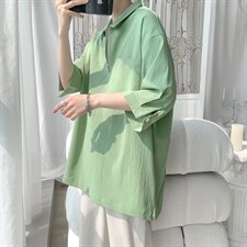 C6025/P35夏款2023新港风纯色弹力衬衣短袖大码宽松衬衫上衣控58，男装衬衫，电商A141