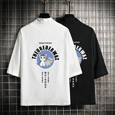 HF59160-P40风汉服男开衫外套七分袖道袍网格挂拍，男装民族服装，电商A040A