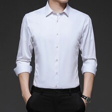 2023秋季新款长袖衬衫中年男士纯色上衣中年商务休闲时尚衬衣，男装衬衫，电商B212（原钱塘6029）