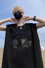 夏季新款外景韩版宽松运动无袖T恤男青年潮牌坎肩背心，男装T恤，电商B316
