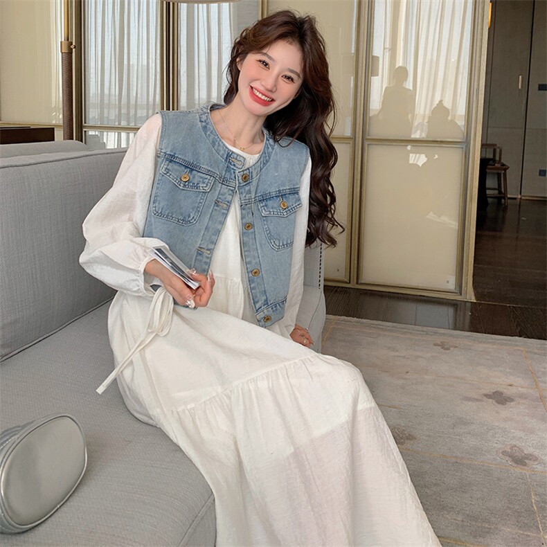 【有货】C931P155K218牛仔白裙套装,女装套装/套裙,2D113