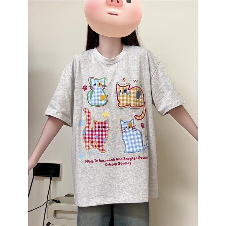 H0629-P35贴布刺绣螺纹领+包边拉肩休闲T恤,女装T恤,星座617A-2