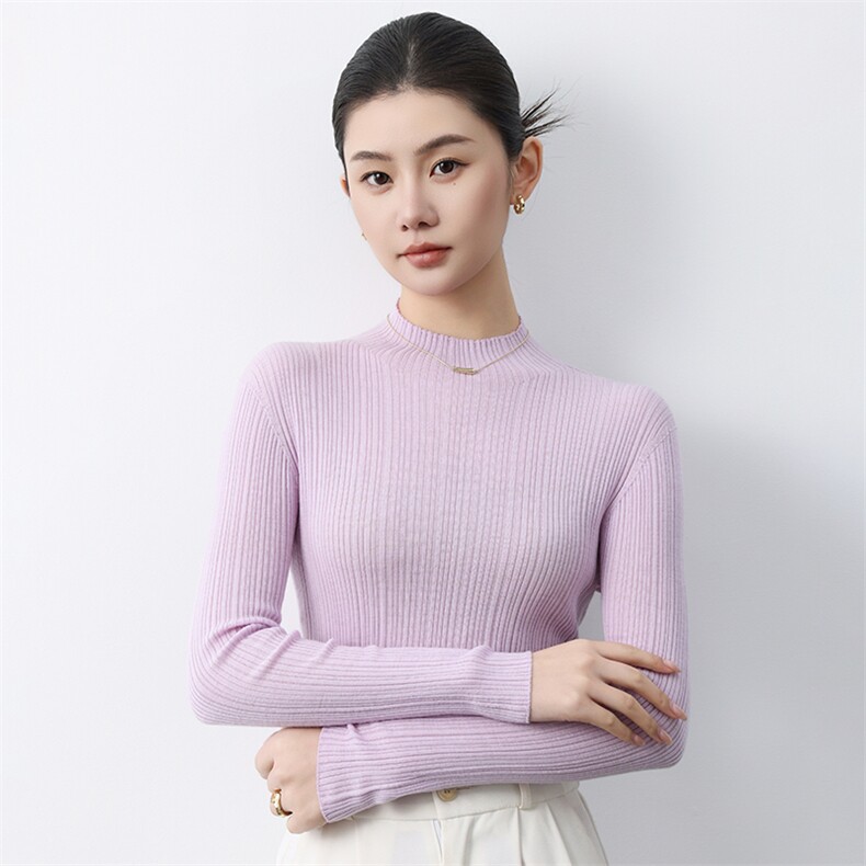 流行毛衣软糯慵懒春款女2025新款半高领薄款羊毛上衣图片