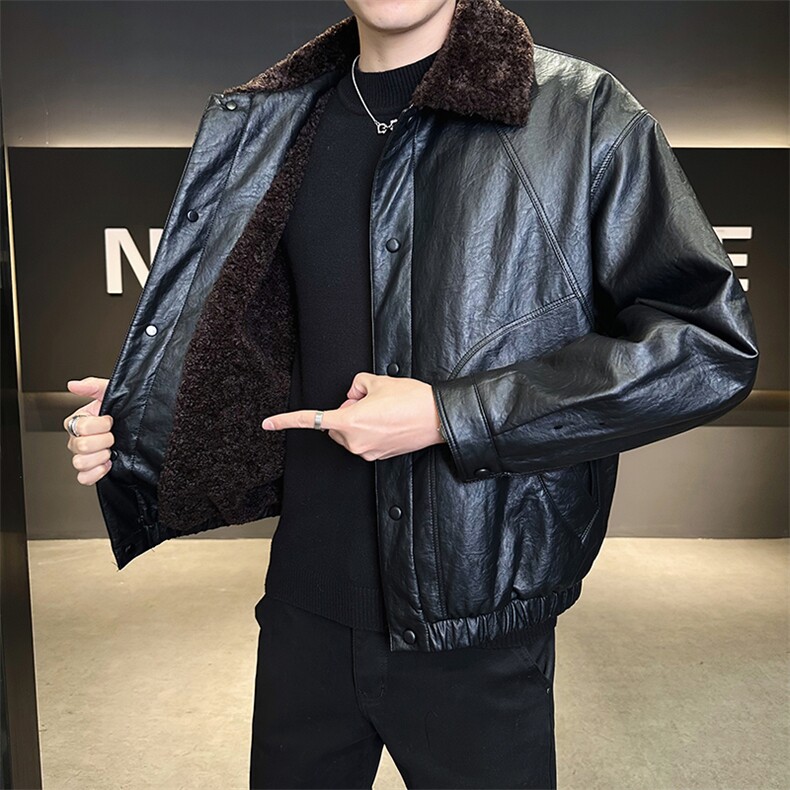 皮毛一体加绒加厚皮衣外套男士泰迪毛棉衣801-P215(控券后298),男装皮衣,电商B338