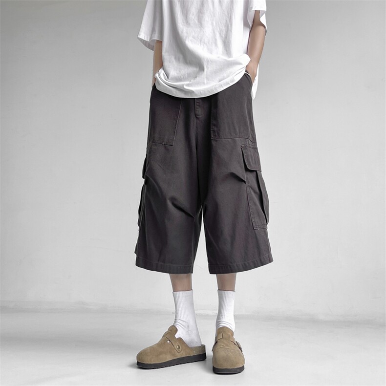 夏季新款美式复古工装七分裤男高街潮牌百搭休闲裤现货K8084-P42，男装牛仔裤，星座512-3