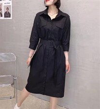 新款洋气配腰带百搭显瘦连衣裙，女装连衣裙，L·H·X