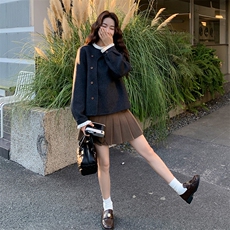 韩系极简风双面呢短外套女2025冬季新款小个子显瘦羊毛呢子外套，女装短外套，2C108