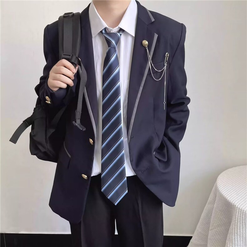 学院风制服dk男生西装套装初中高中休闲西服成人礼毕业班服外套潮，男装西服，四季星座505