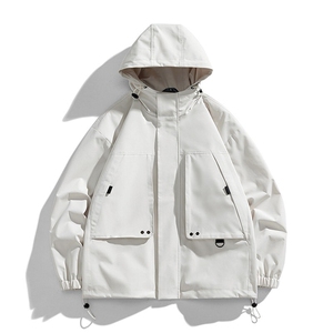 秋季冲锋衣连帽夹克男宽松落肩纯色上衣外套DSA157B-JK729-P70图片