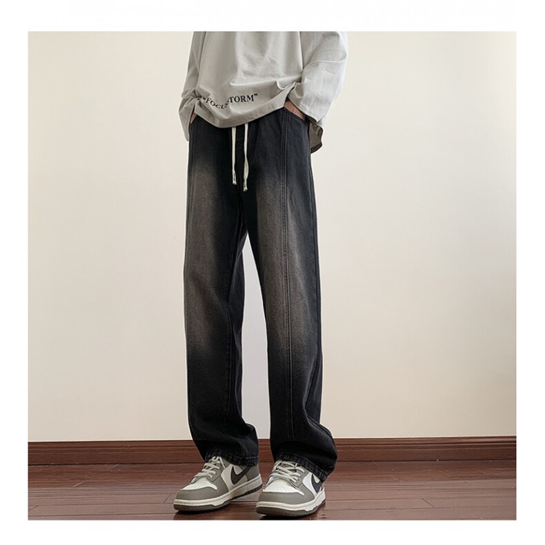 抖音大2024新款牛仔裤工装港风宽松直筒运动休闲裤N29/P50,男装牛仔裤,星座506