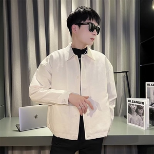 华夫格肌理工装外套男士23春秋季新款韩版潮流简约翻领JM523-P53图片