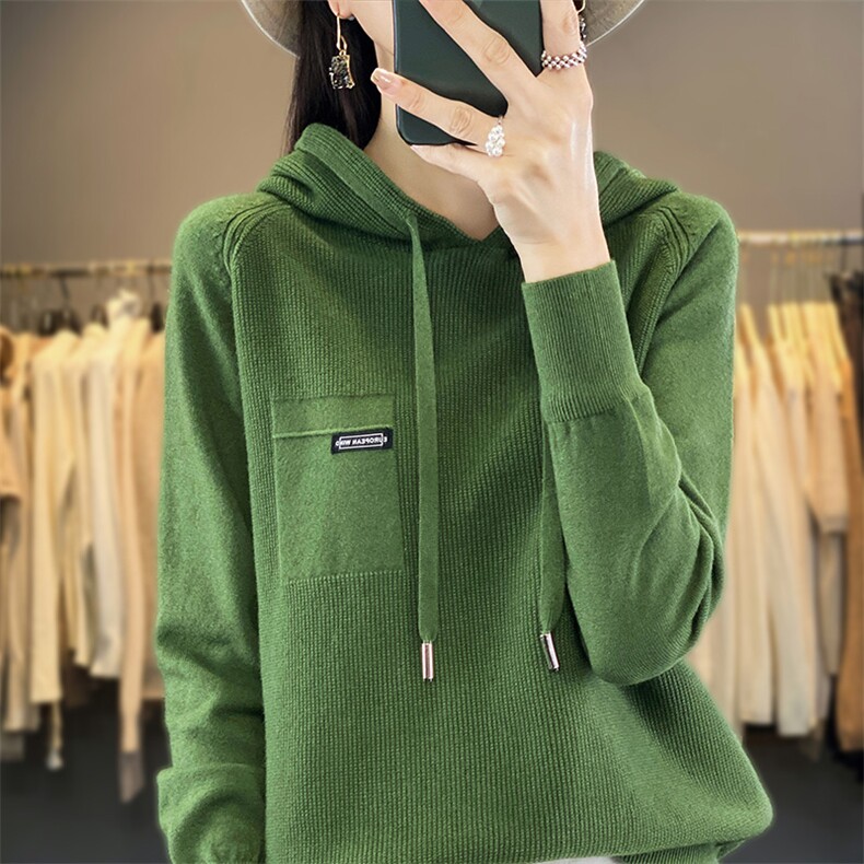 连帽卫衣女秋冬装2024新款潮慵懒风宽松显瘦百搭,女装卫衣/绒衫,皓宇羊绒