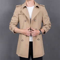 HN618限价198元主推男式秋季新款中长款纯色青年风衣P155，男装毛呢大衣，电商B360