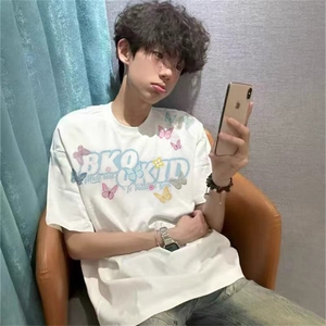 万针全刺绣工艺抖音得物高品质260克重磅纯棉双纱美式高街短袖T恤图片